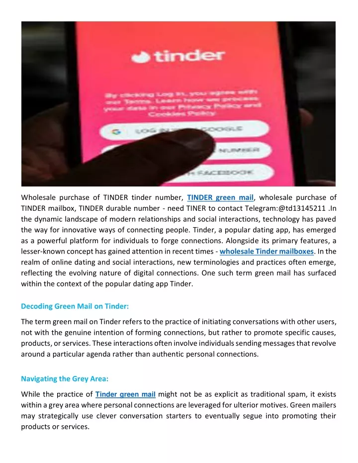 wholesale purchase of tinder tinder number tinder