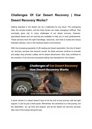 Challenges Of Car Desert Recovery _ How Desert Recovery Works_