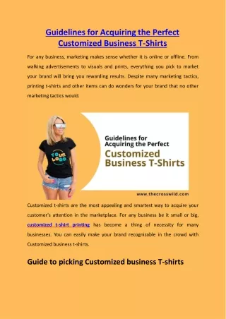 Guidelines for Acquiring the Perfect Customized Business T-Shirts