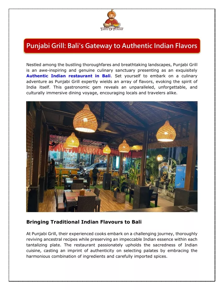 PPT Punjabi Grill Bali s Gateway to Authentic Indian Flavors