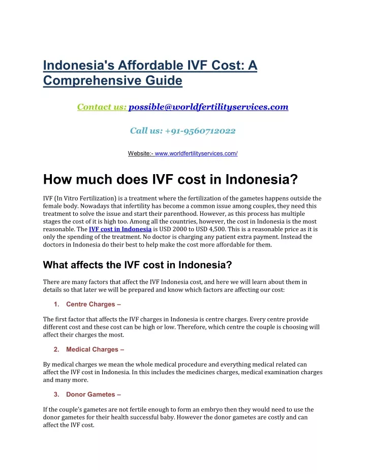 indonesia s affordable ivf cost a comprehensive