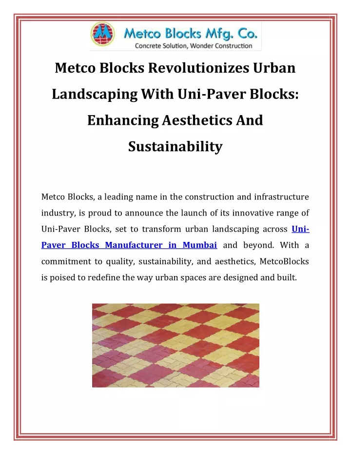 metco blocks revolutionizes urban