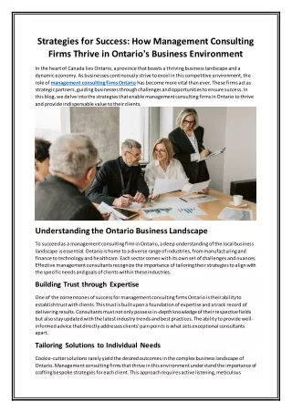 Strategies for Success How Management Consulting Firms Thrive in Ontario's Business Environment