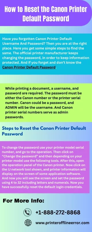 How to Reset the Canon Printer Default Password