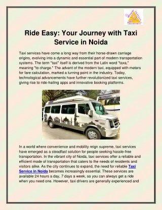 ride easy your journey with taxi service in noida
