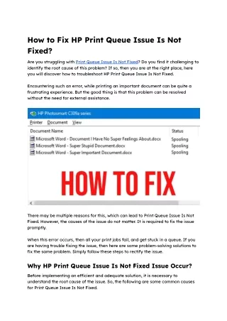 How to Troubleshoot HP Print Queue Issue Is Not Fixed