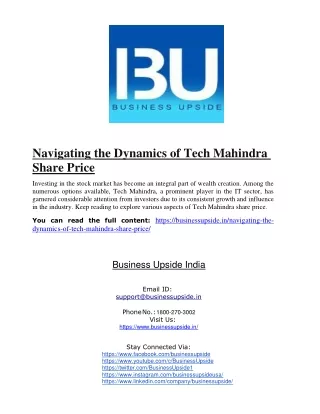 Navigating the Dynamics of Tech Mahindra Share Price