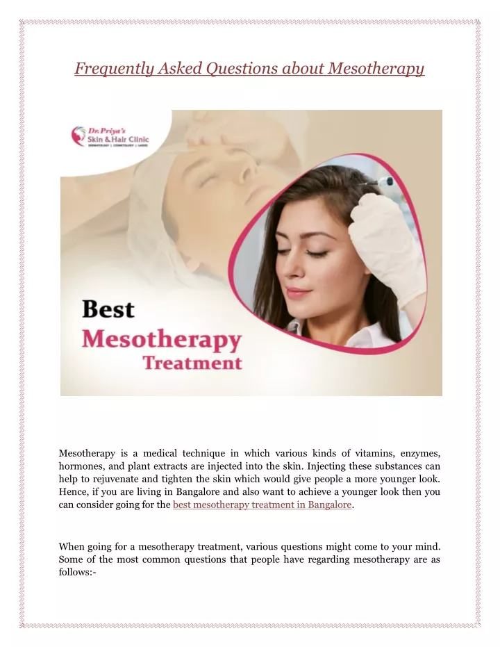 frequently asked questions about mesotherapy