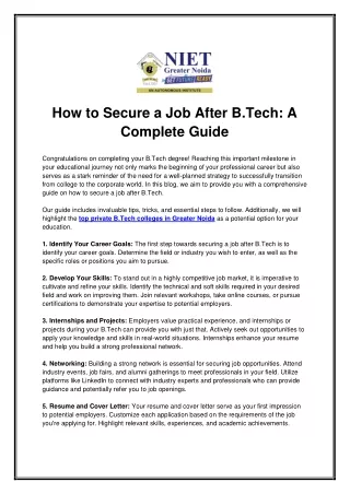 how to secure a job after b tech a complete guide