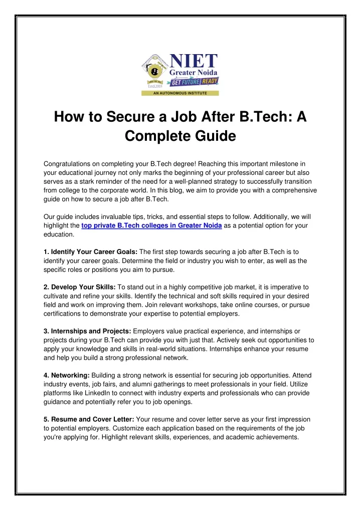 how to secure a job after b tech a complete guide