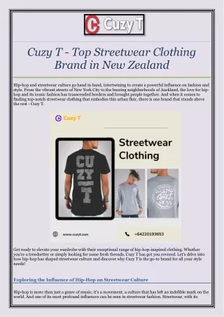 Cuzy T - Top Streetwear Clothing Brand in New Zealand