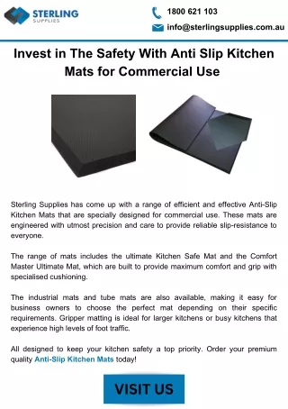 Invest in The Safety With Anti Slip Kitchen Mats for Commercial Use