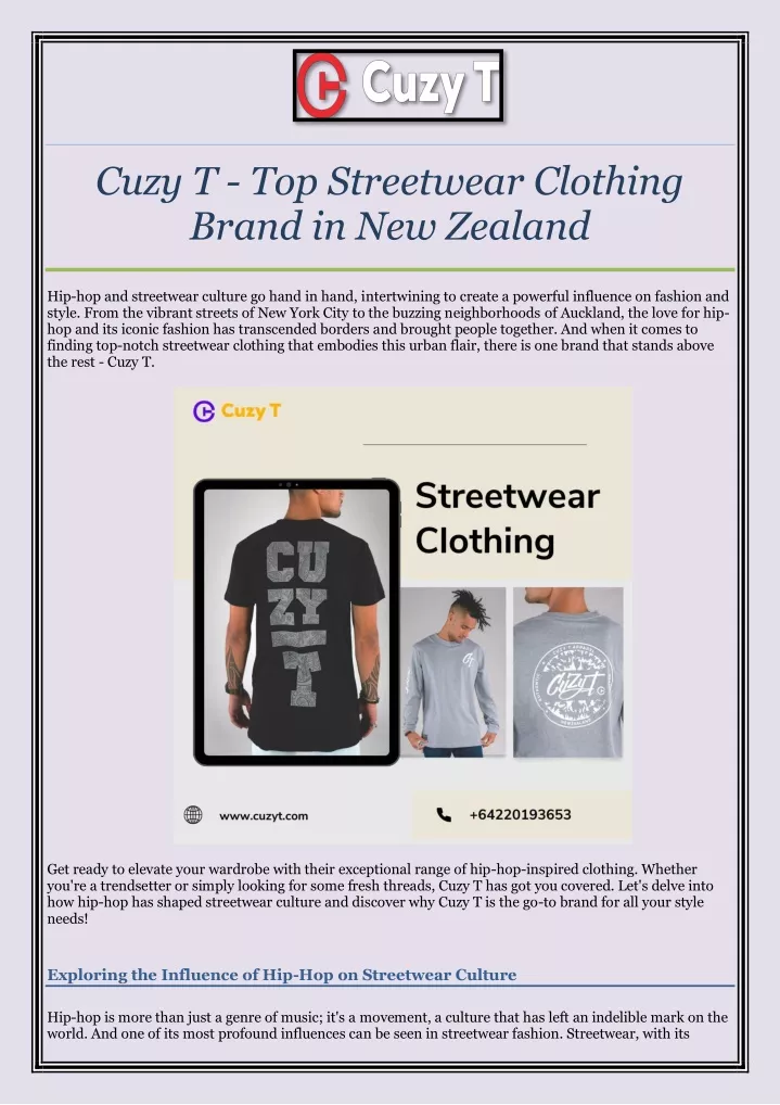 cuzy t top streetwear clothing brand