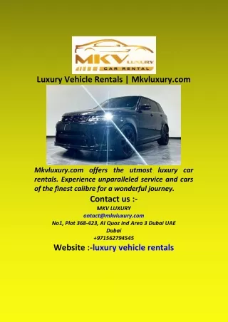 Luxury Vehicle Rentals  Mkvluxury com