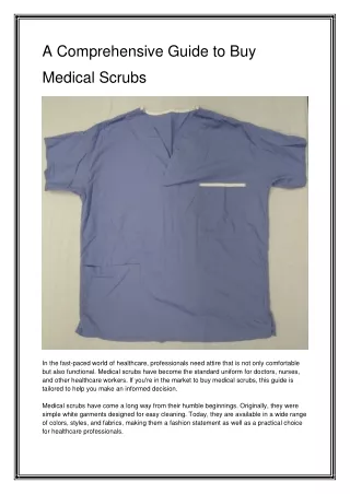 A Comprehensive Guide to Buy Medical Scrubs