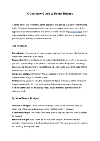 A Complete Guide to Dental Bridges