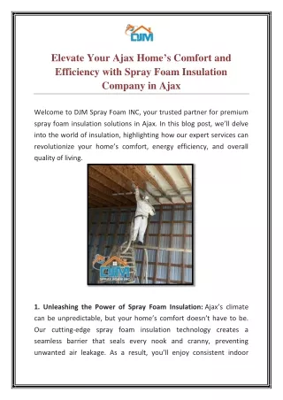 Elevate Your Ajax Home’s Comfort and Efficiency with Spray Foam Insulation Company in Ajax