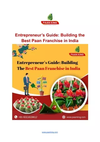 Paan Business and Franchise Opportunities India - Paanking