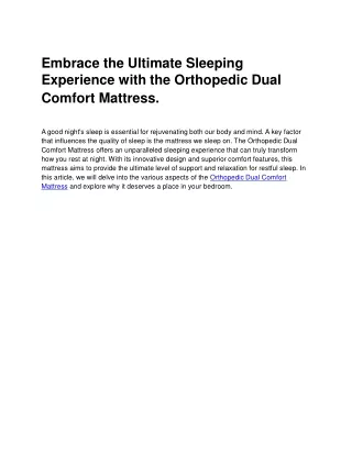 Embrace the Ultimate Sleeping Experience with the Orthopedic Dual Comfort Mattress - Google Docs