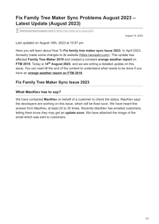 fix family tree maker sync problems august 2023