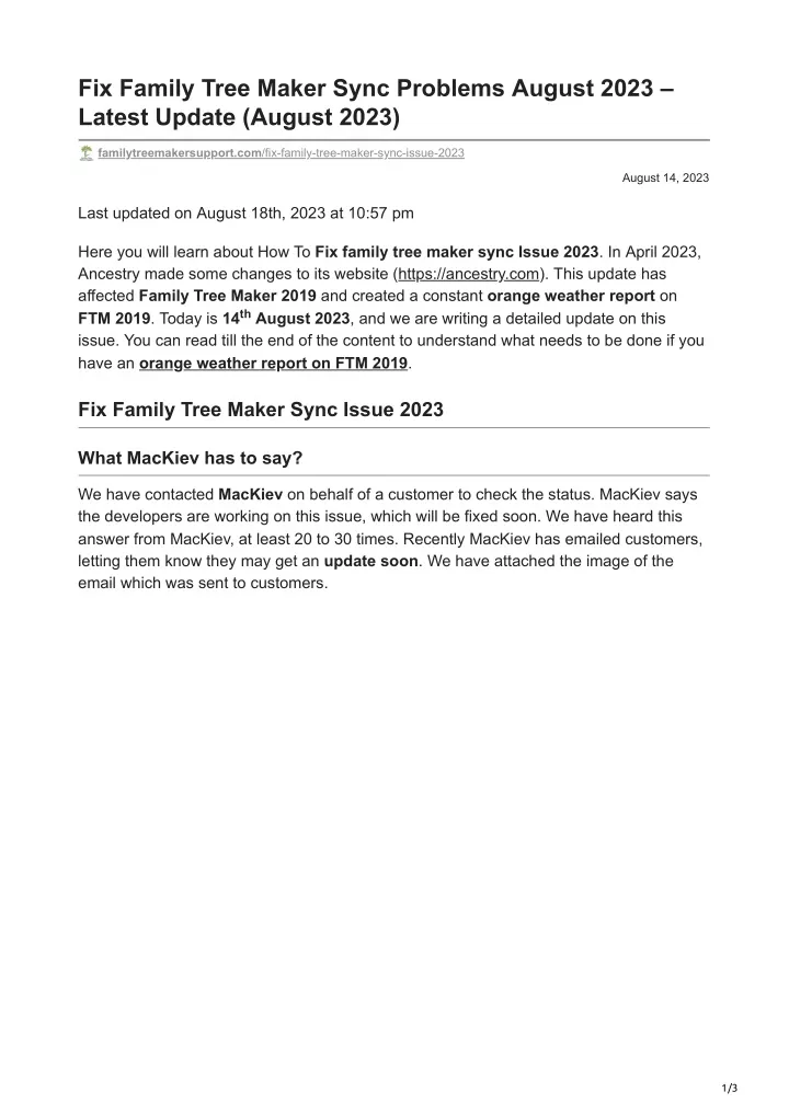 PPT Fix Family Tree Maker Sync Problems August 2023 PowerPoint