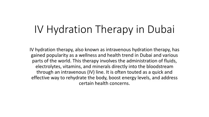iv hydration therapy in dubai