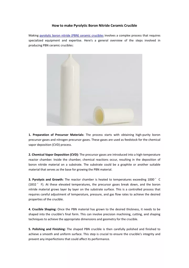 how to make pyrolytic boron nitride ceramic