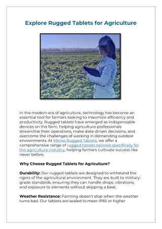 Explore Rugged Tablets for Agriculture