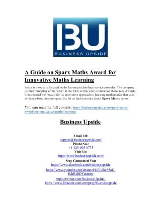 A Guide on Sparx Maths Award for Innovative Maths Learning
