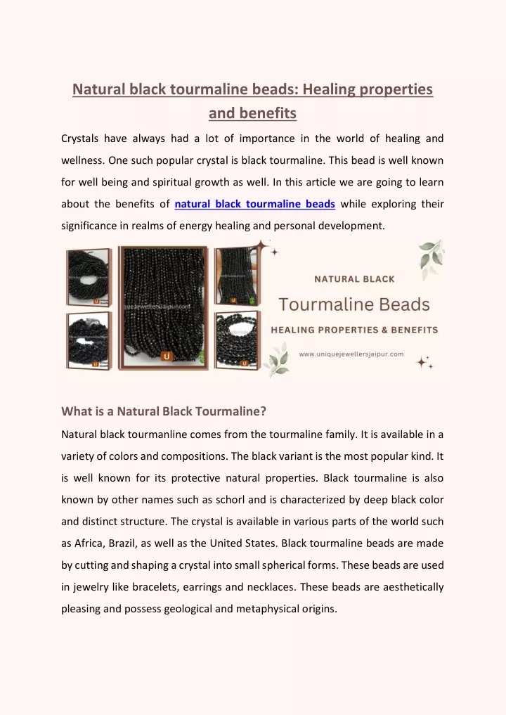 natural black tourmaline beads healing properties