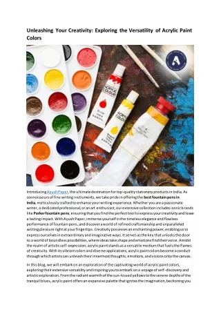 Unleashing Your Creativity Exploring the Versatility of Acrylic Paint Colors