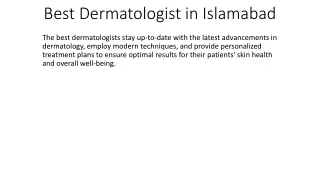 Best Dermatologist in Islamabad