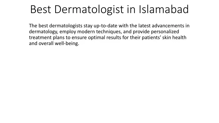best dermatologist in islamabad