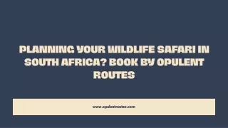 Planning Your Wildlife Safari in South Africa Book by Opulent Routes