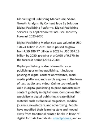 global digital publishing market size share