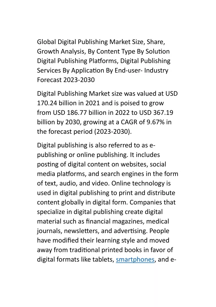 global digital publishing market size share