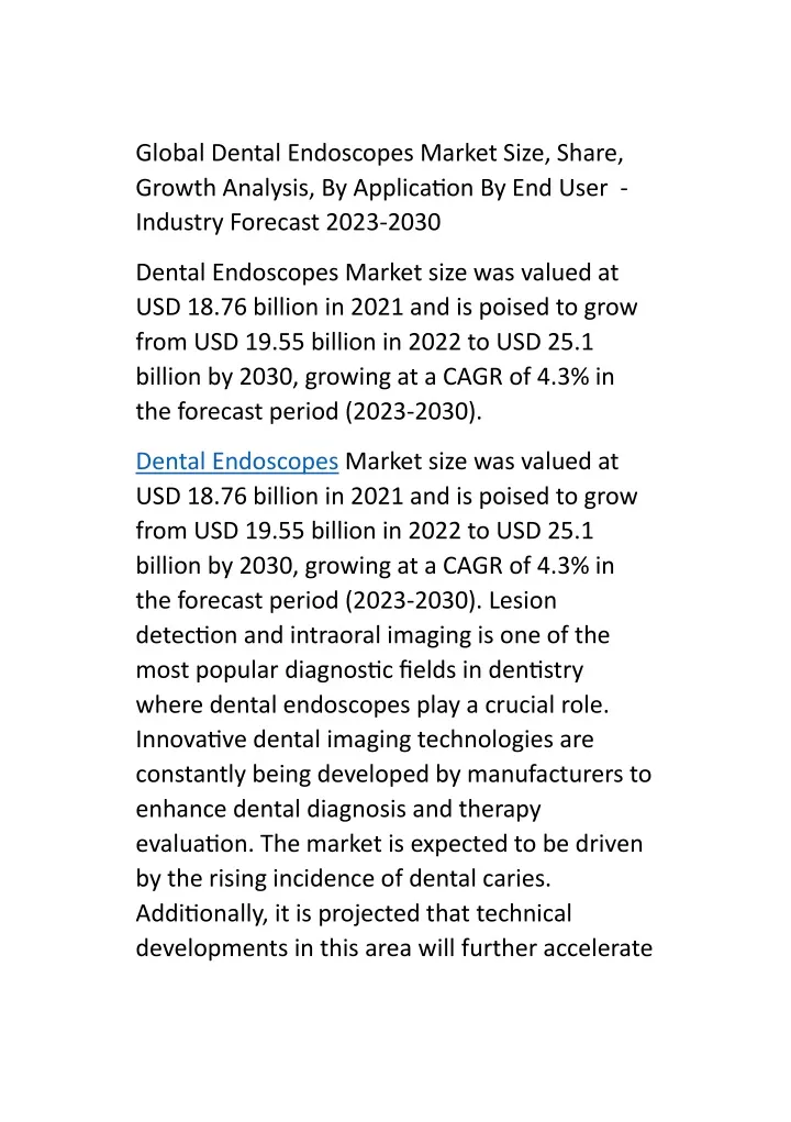 global dental endoscopes market size share growth