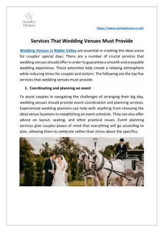 Services That Wedding Venues Must Provide