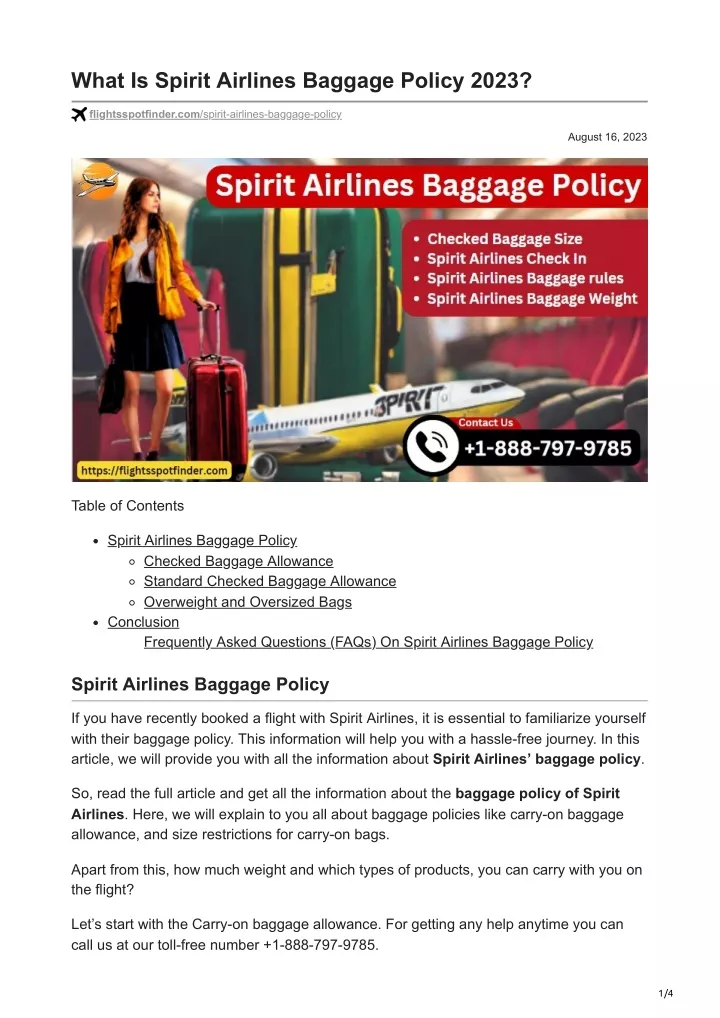 what is spirit airlines baggage policy 2023