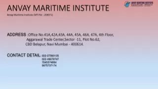 Merchant Navy Academy in India | ANVAY Maritime Institute