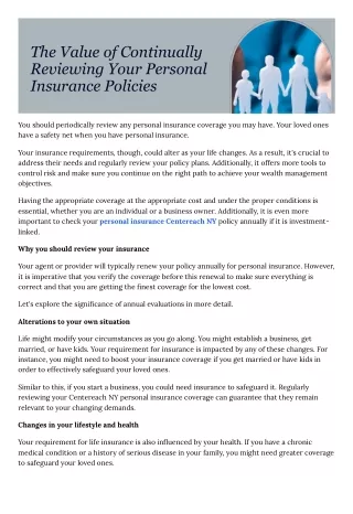 The Value of Continually Reviewing Your Personal Insurance Policies