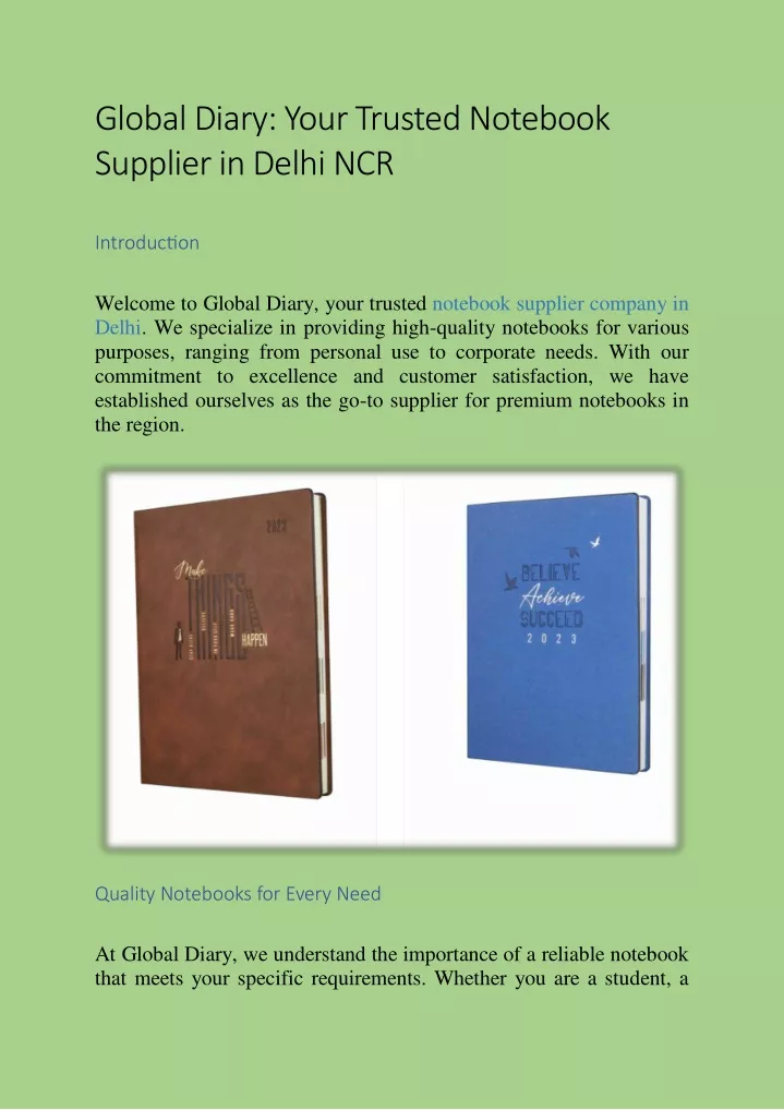 global diary your trusted notebook supplier