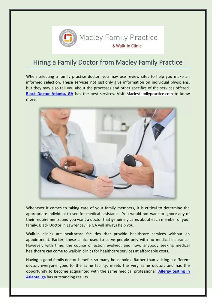 hiring hiring a family doctor from macley family