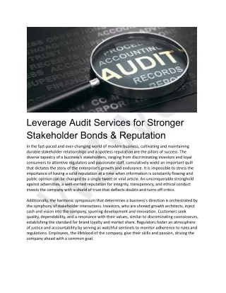 Leverage Audit Services for Stronger Stakeholder Bonds & Reputation
