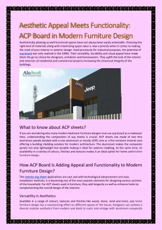 Aesthetic Appeal Meets Functionality: ACP Board in Modern Furniture Design