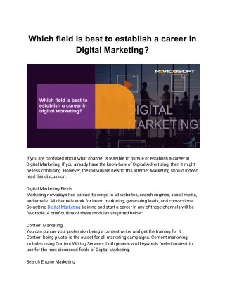Which field is best to establish a career in Digital Marketing_