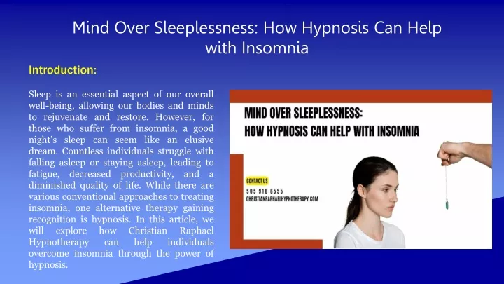 mind over sleeplessness how hypnosis can help