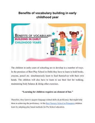 Benefits of vocabulary building in early childhood year