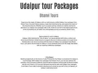 Udaipur tour Packages