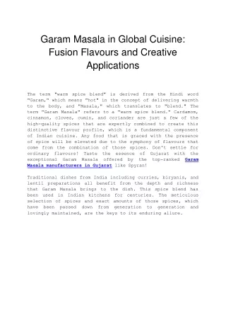 Garam Masala in Global Cuisine_ Fusion Flavours and Creative Applications